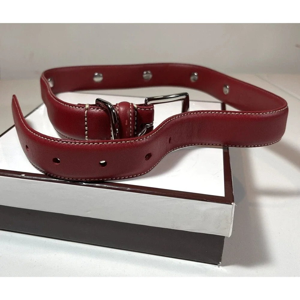Coach Red Charm Dog Collar Leather XL 22” to 26” Studded Grommets #8848 Dust Bag